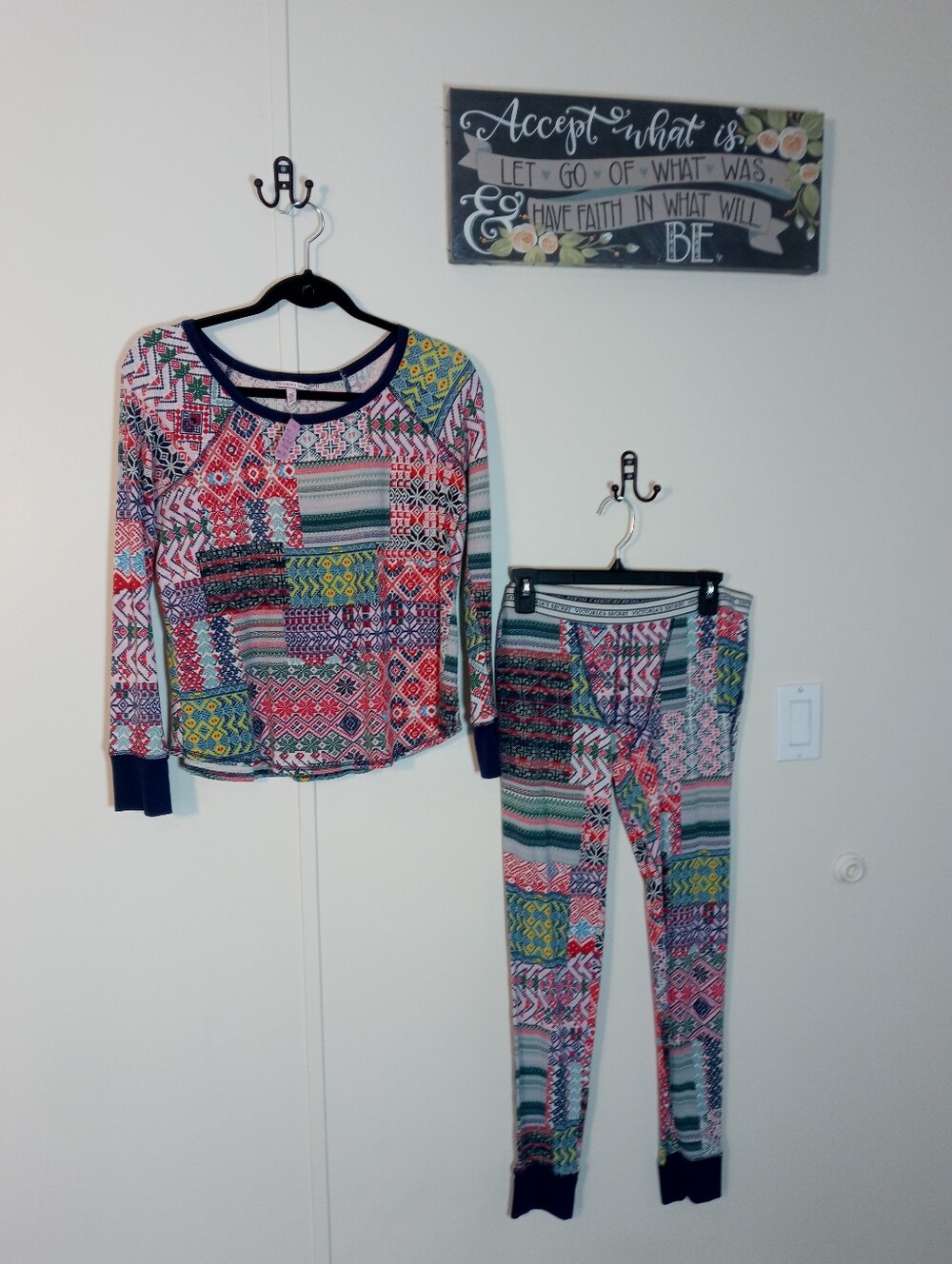 Victoria's Secret medium Thermal Knit Adorable long Sleeve Pajama set